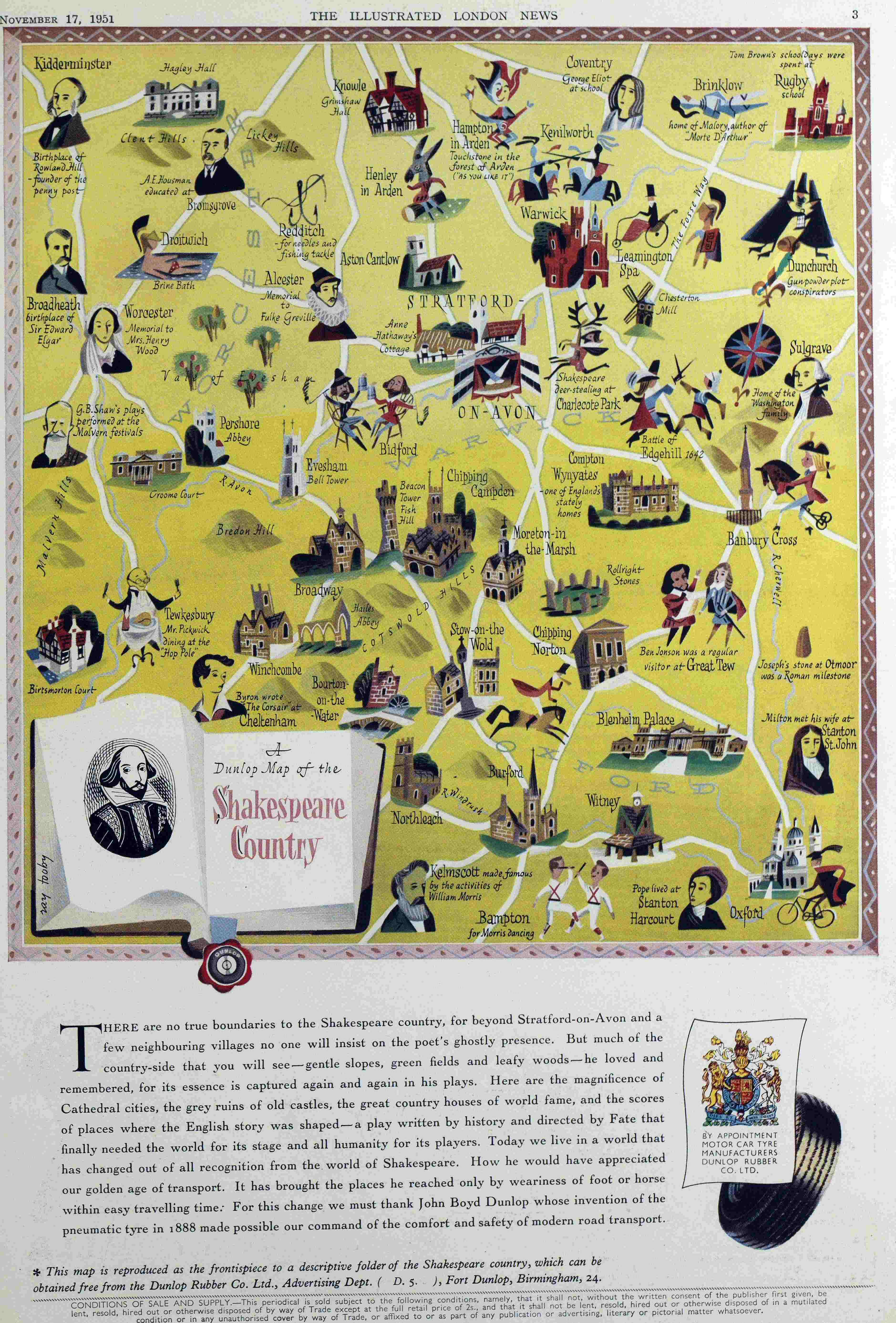 dunlop map of Shakespeare country